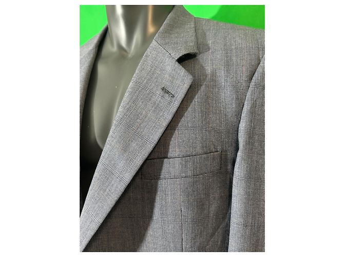 Burberrys Grey Check Wool Blazer Blue - view 2