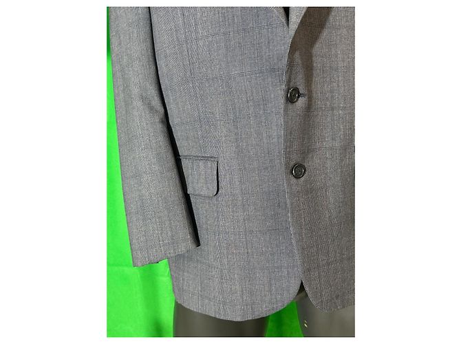 Burberrys Grey Check Wool Blazer Blue - view 3