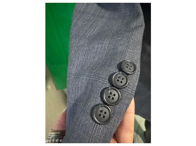 Burberrys Grey Check Wool Blazer Blue - view 4