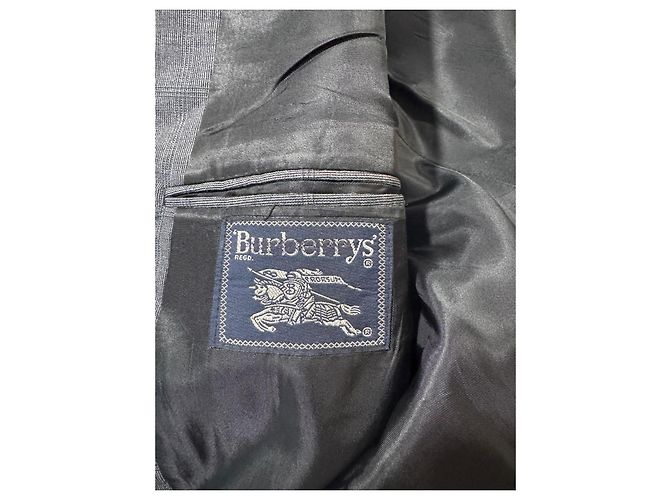 Burberrys Grey Check Wool Blazer Blue - view 8