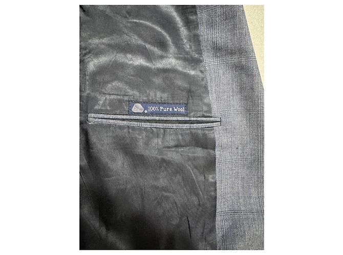 Burberrys Grey Check Wool Blazer Blue - view 9