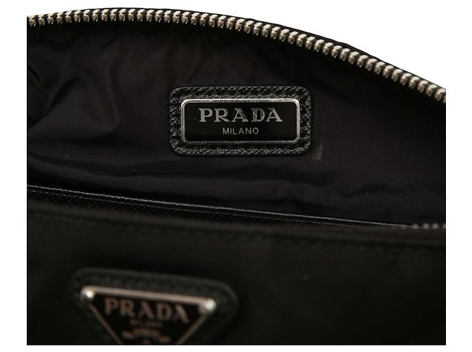 Clutch con zip in Tessuto nero Prada - vista 5