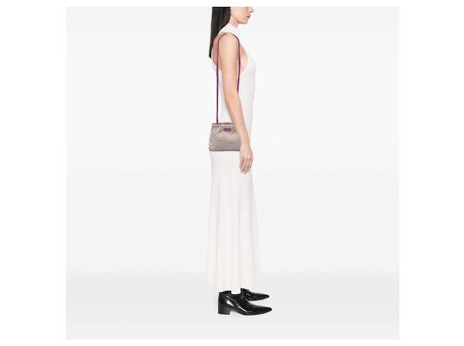 Céline Celine Beige Macadam Canvas Kisslock Crossbody - vista 6