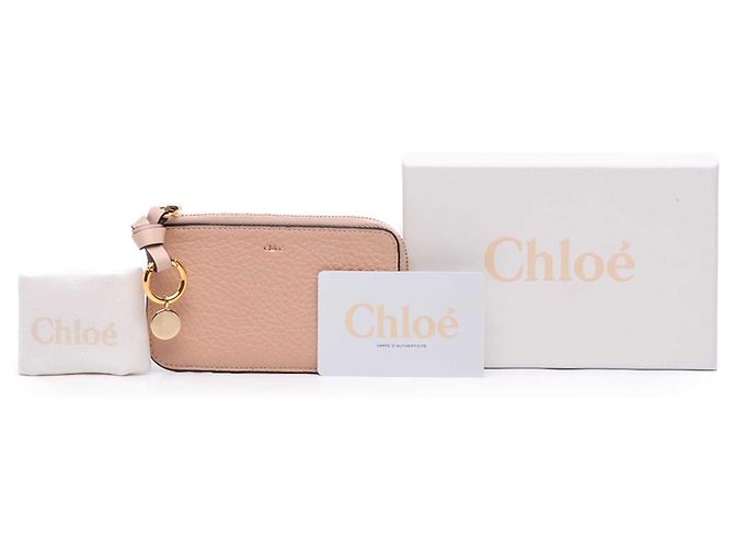 Tarjetero con cremallera en piel granulada rosa Chloé Alphabet - vista 7