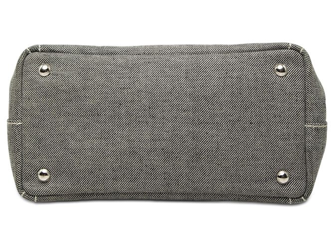 Miu Miu Piccola borsa satchel in denim grigio con logo Marrone - vista 3
