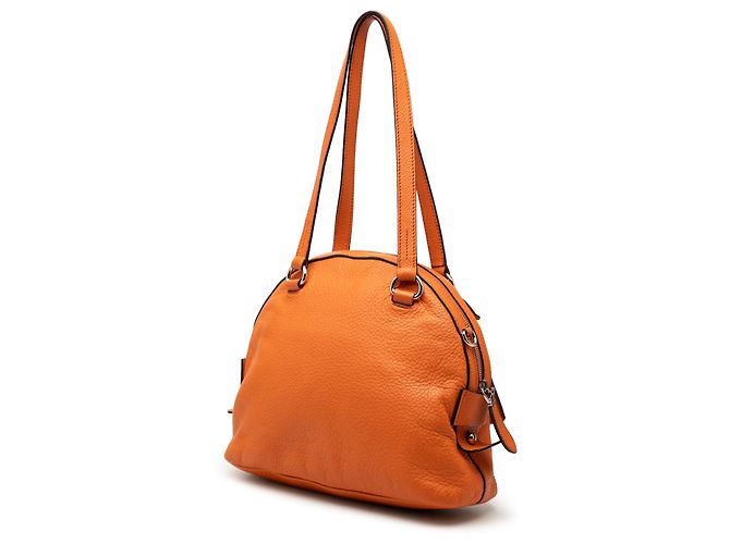 Borsa Satchel Dome Vitello Daino Arancione Prada - vista 2