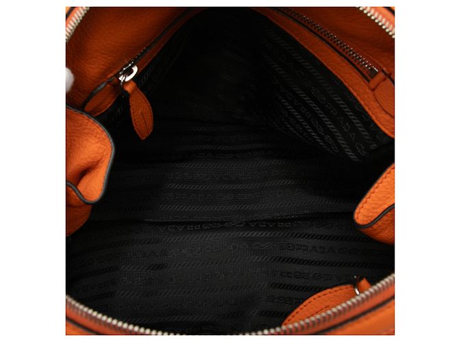 Borsa Satchel Dome Vitello Daino Arancione Prada - vista 4
