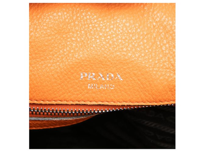 Borsa Satchel Dome Vitello Daino Arancione Prada - vista 5