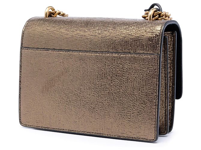 Saint Laurent Borsa a tracolla Monogram Sunset in pelle con stampa lizard metallizzata oro Small D'oro - vista 2