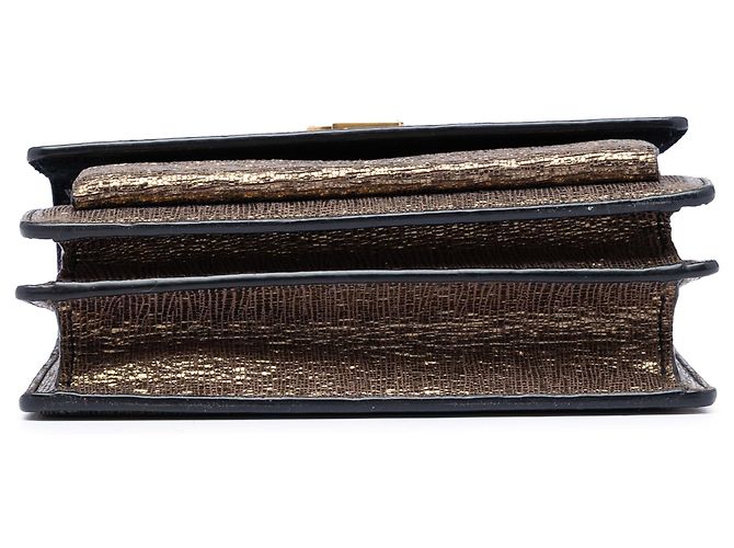 Saint Laurent Borsa a tracolla Monogram Sunset in pelle con stampa lizard metallizzata oro Small D'oro - vista 3
