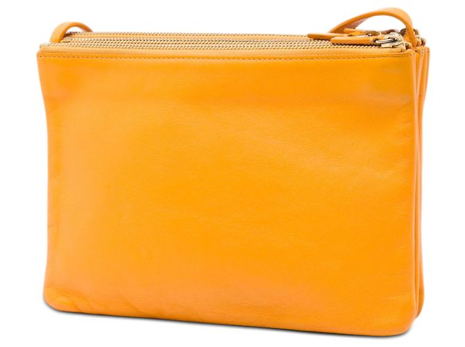 Céline Celine Trio Crossbody in agnello arancione grande - vista 2