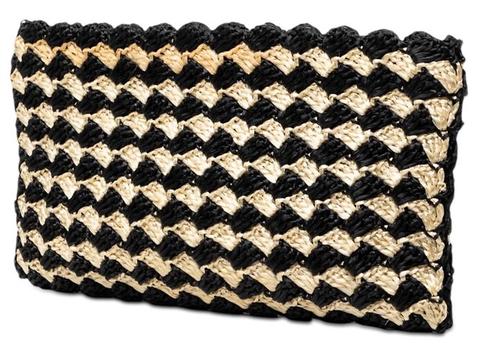 Clutch in rafia a crochet nera Prada Nero - vista 2