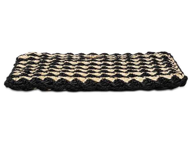 Clutch in rafia a crochet nera Prada Nero - vista 3