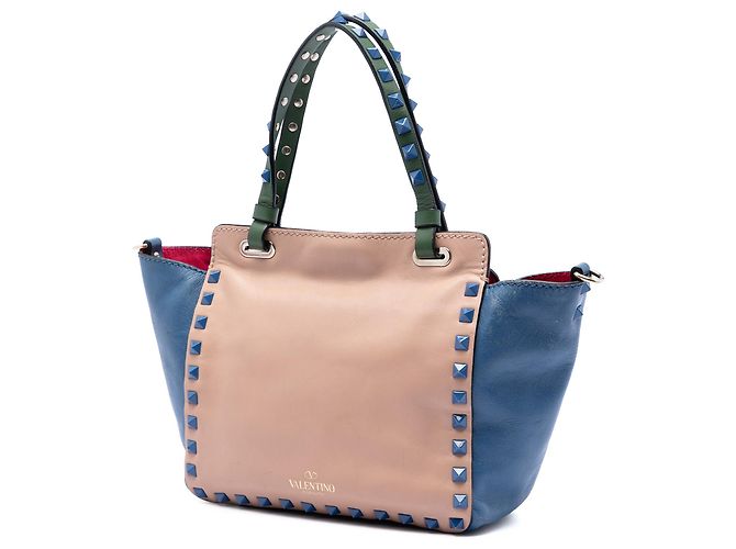 Borsa Valentino Beige Mini Leather Colorblock Rockstud Trapeze - vista 2