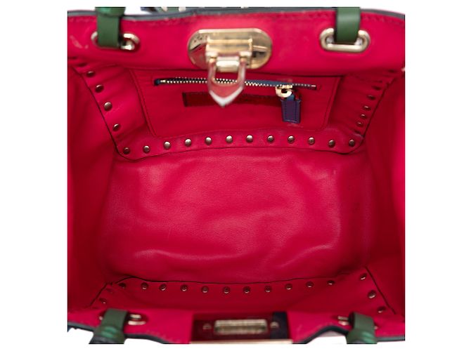 Borsa Valentino Beige Mini Leather Colorblock Rockstud Trapeze - vista 4