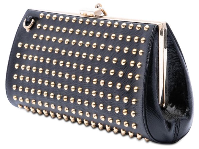 Borsa a tracolla Burberry Black Studded Calfskin Padlock Nero - vista 2