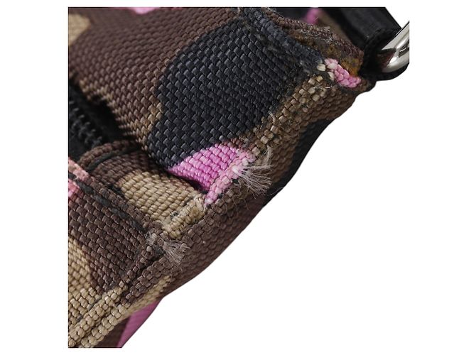 Borsa a tracolla Prada Brown Tessuto Camouflage Zip Top Marrone - vista 11