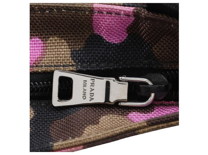 Borsa a tracolla Prada Brown Tessuto Camouflage Zip Top Marrone - vista 14
