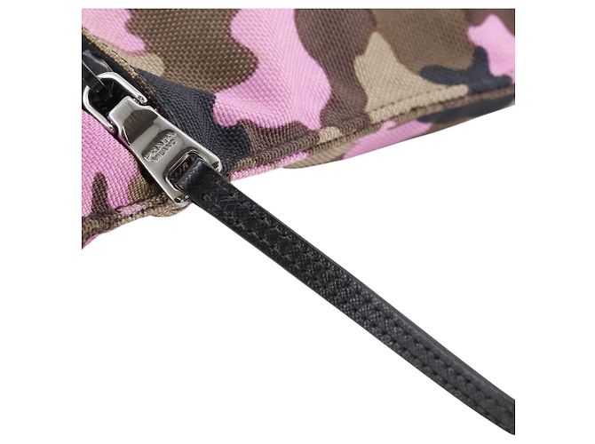 Borsa a tracolla Prada Brown Tessuto Camouflage Zip Top Marrone - vista 15