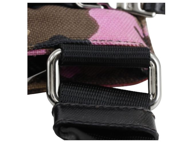 Borsa a tracolla Prada Brown Tessuto Camouflage Zip Top Marrone - vista 17