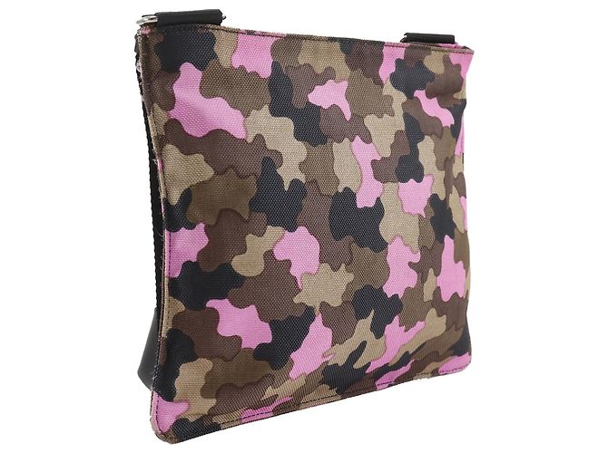 Borsa a tracolla Prada Brown Tessuto Camouflage Zip Top Marrone - vista 2