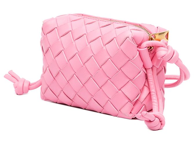 Borsa Camera Loop in agnello Intrecciato rosa Candy Bottega Veneta - vista 2