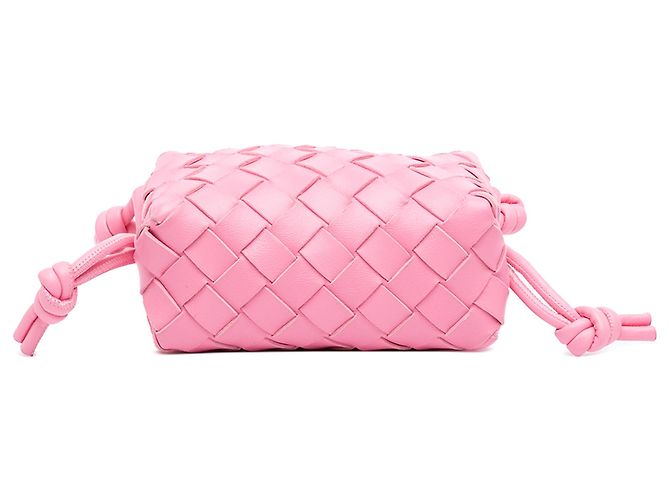 Borsa Camera Loop in agnello Intrecciato rosa Candy Bottega Veneta - vista 3