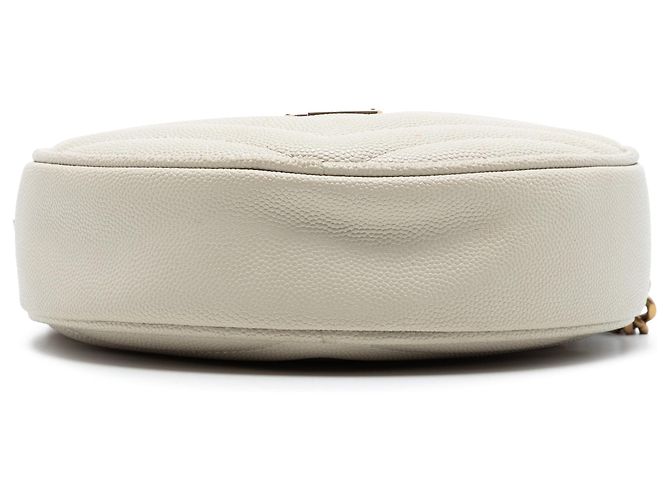 Saint Laurent Round Vinyle Camera Bag Chevron Grain De Poudre Weiß - Ansicht 3