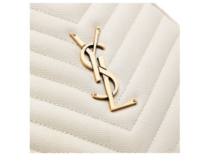 Saint Laurent Round Vinyle Camera Bag Chevron Grain De Poudre Weiß - Ansicht 5
