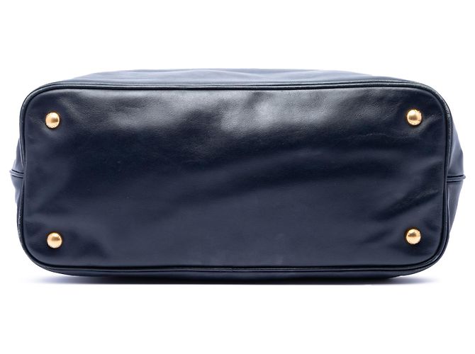 Tote Shopping Convertible Aperto in Pelle di Vitello Morbida Blu Prada Blu navy - vista 3