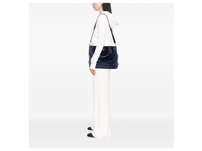 Tote Shopping Convertible Aperto in Pelle di Vitello Morbida Blu Prada Blu navy - vista 6