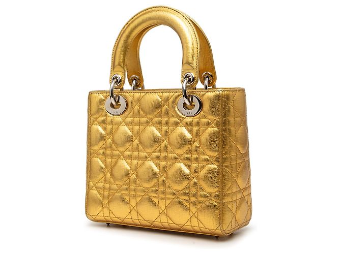 Dior Gold Small Metallic Grained Calfskin Cannage My ABCDior Lady Dior D'oro - vista 2