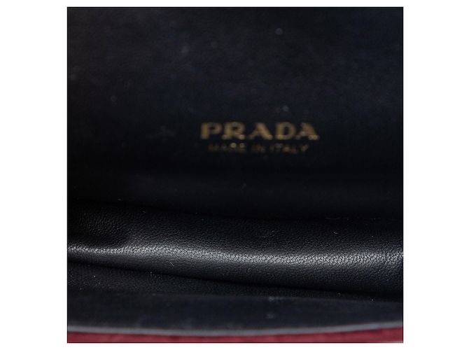 Borsa a tracolla Prada Velluto Cahier in velluto con bordatura in pelle micro croc embossata rossa Rosso Bordò - vista 4