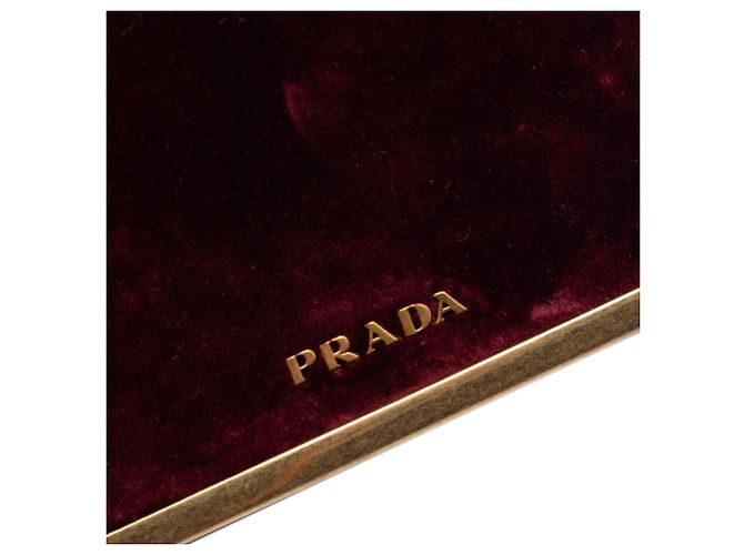 Borsa a tracolla Prada Velluto Cahier in velluto con bordatura in pelle micro croc embossata rossa Rosso Bordò - vista 5