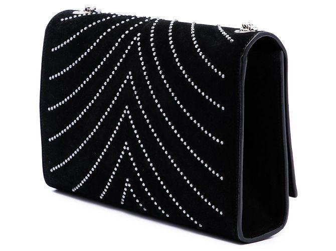 Borsa a tracolla Kate Monogram in scamosciato nero e cristalli Saint Laurent - vista 2