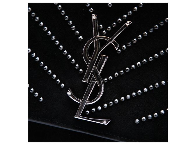 Borsa a tracolla Kate Monogram in scamosciato nero e cristalli Saint Laurent - vista 5