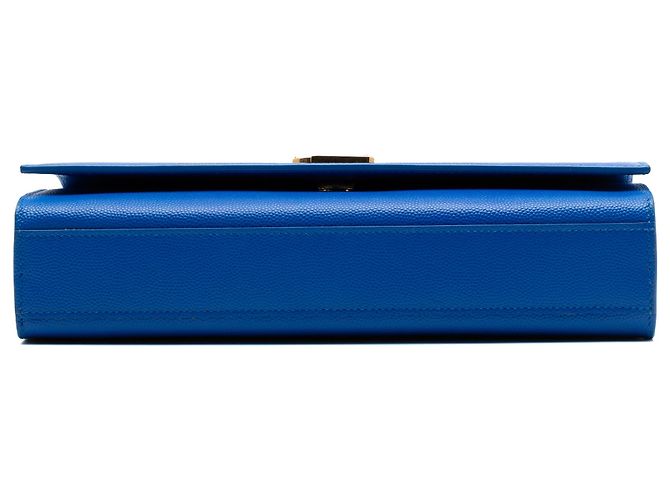 Saint Laurent Borsa a tracolla Kate Monogram in pelle a grana media blu - vista 3