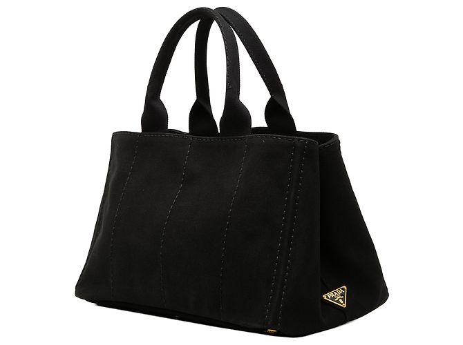 Tote in tela canapa nera con logo Prada Nero - vista 2