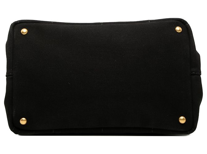 Tote in tela canapa nera con logo Prada Nero - vista 3