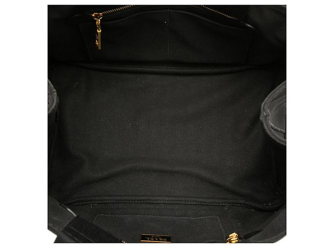 Tote in tela canapa nera con logo Prada Nero - vista 4