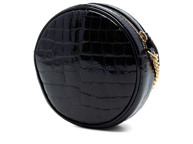 Borsa Camera Round in vinile vernice nero con stampa coccodrillo Saint Laurent - vista 2