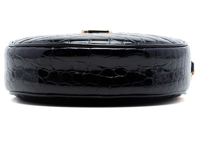 Borsa Camera Round in vinile vernice nero con stampa coccodrillo Saint Laurent - vista 3