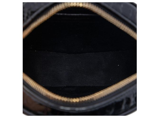 Borsa Camera Round in vinile vernice nero con stampa coccodrillo Saint Laurent - vista 4