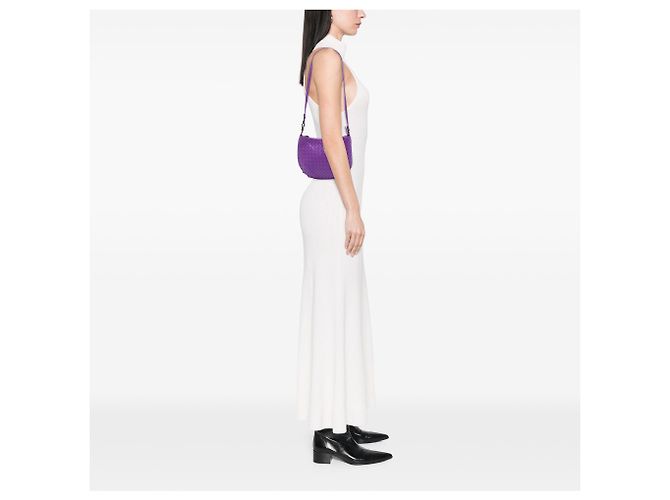 Bottega Veneta Borsa a tracolla in nappa Intrecciato viola, Small Porpora Viola scuro - vista 6