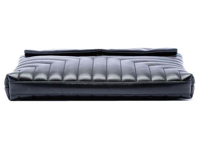 Clutch Document LouLou Monogramma in pelle di vitello matelassé nera Saint Laurent Nero - vista 3