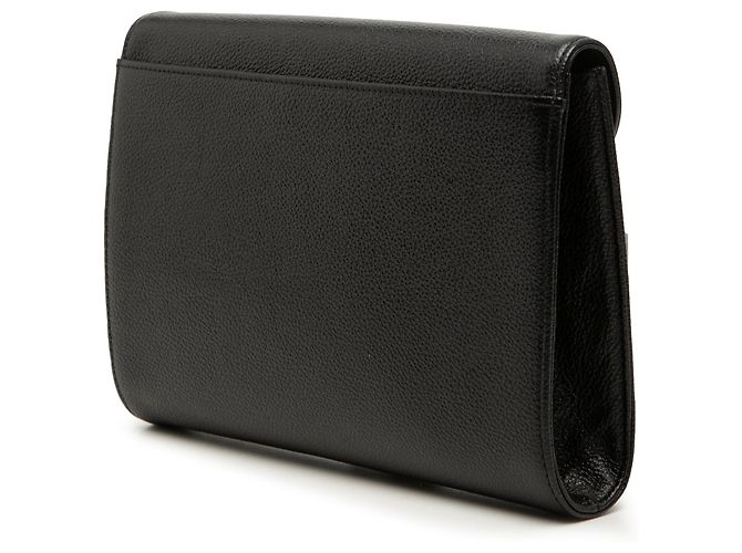 Clutch Saint Laurent in pelle di vitello granulata nera Nero - vista 2