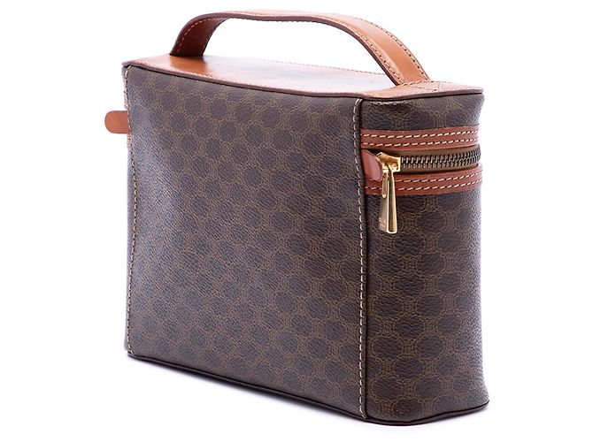 Céline Celine Brown Macadam Coated Canvas Vanity Bag - vue 2