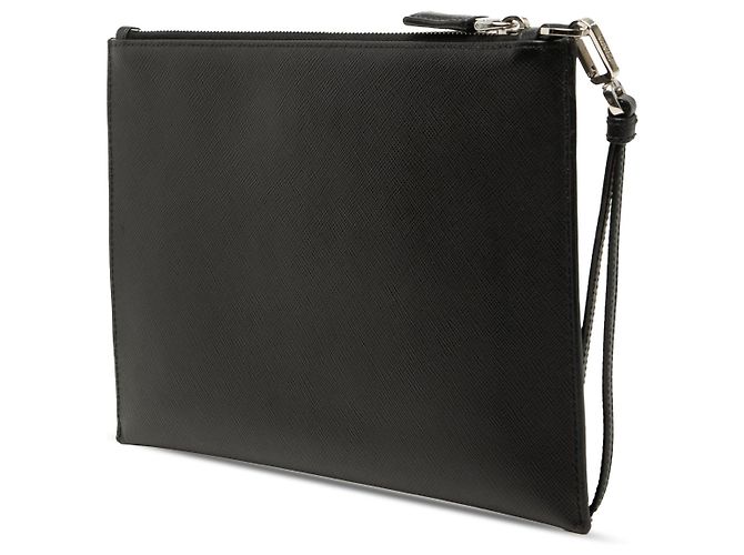 Clutch Wristlet in Saffiano nero Prada - vista 2