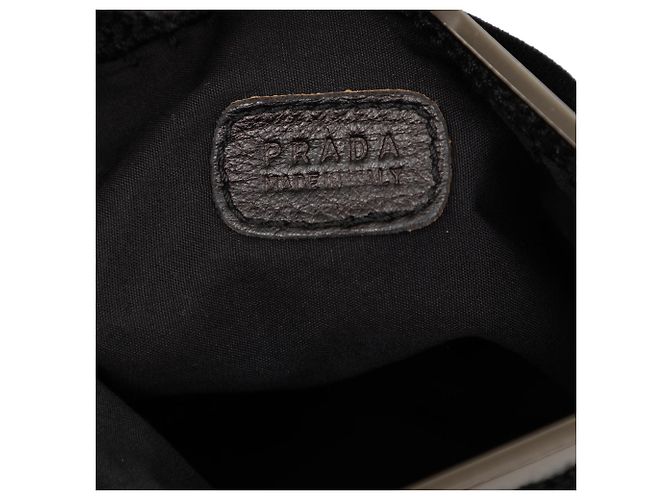 Prada Black Velluto Ricamo Tulip Kisslock Frame Bag - view 5