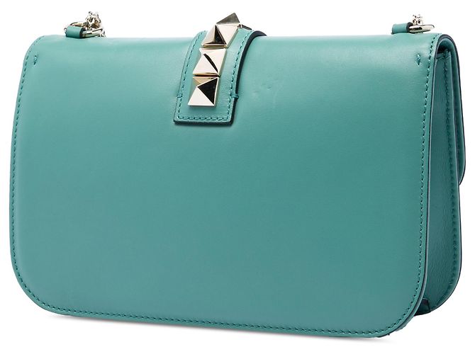Valentino Blu Borsa a tracolla Rockstud Glam Lock in pelle Medium Turchese - vista 2